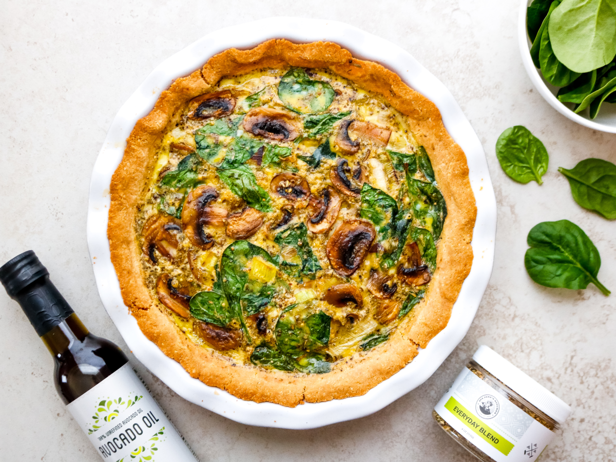 MUSHROOM SPINACH AND LEEK QUICHE