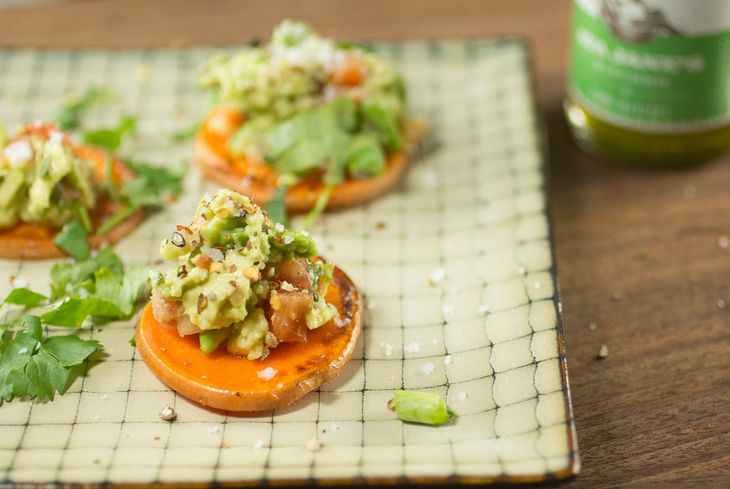 SMASHED AVOCADO SWEET POTATO BITES