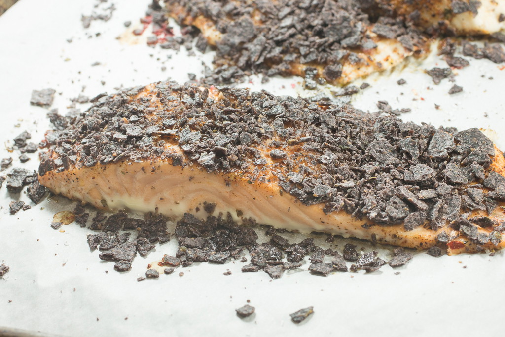 BLUE CORN CRUSTED SALMON