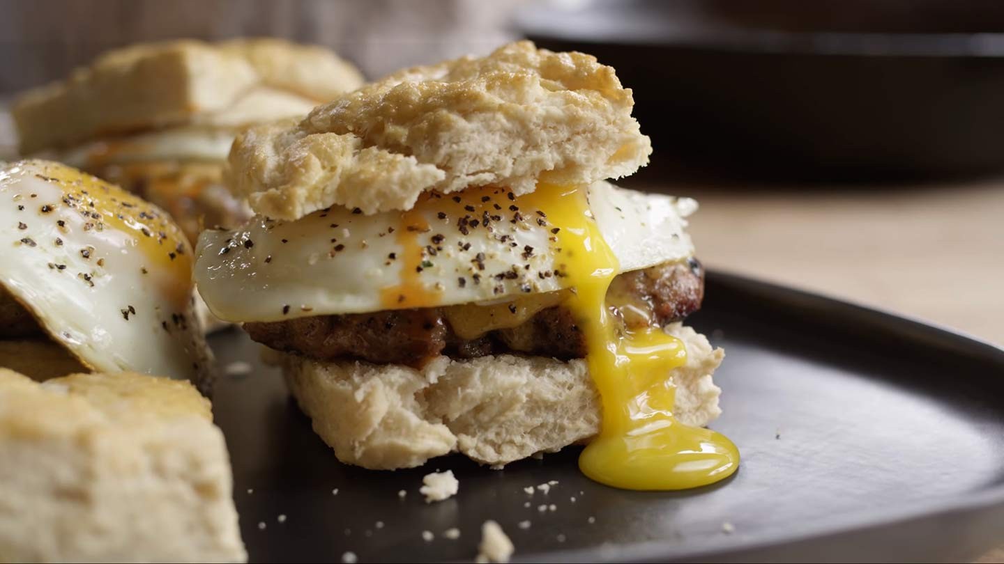 Sausage Egg & Cheese Biscuit Breakfast Sandwiches - Catz in the Kitchen