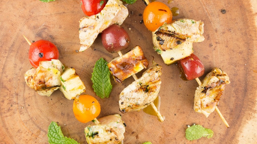 Image of GREEK CHICKEN AND HALLOUMI SKEWERS