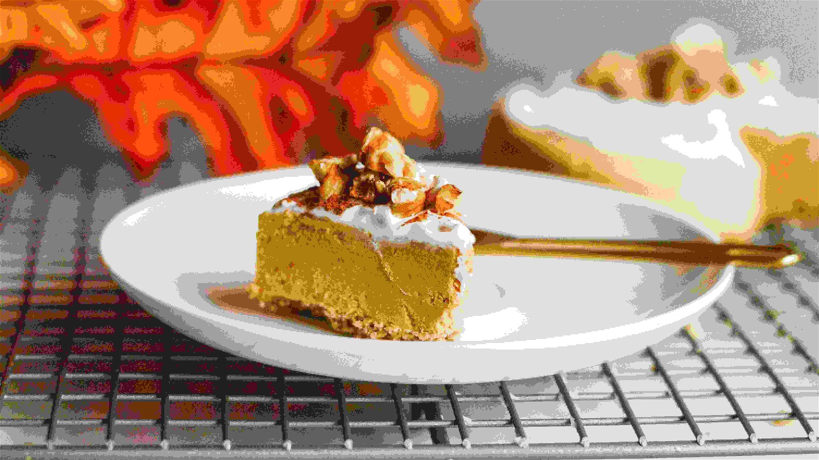 Image of VEGAN PUMPKIN CHEESECAKE WITH SALTED COCONUT WHIPPED CREAM