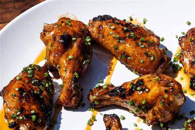 Image of Grilled Chicken Wings with Hot Honey Sauce