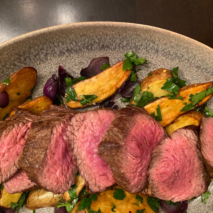 Image of Slice your Bistro Filet, salt and serve over your potatoes. Enjoy with reckless abandon.