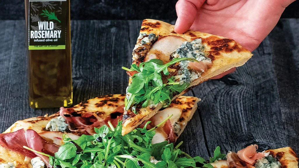 Image of Gorgonzola, Pear, & Rosemary Grilled Pizza