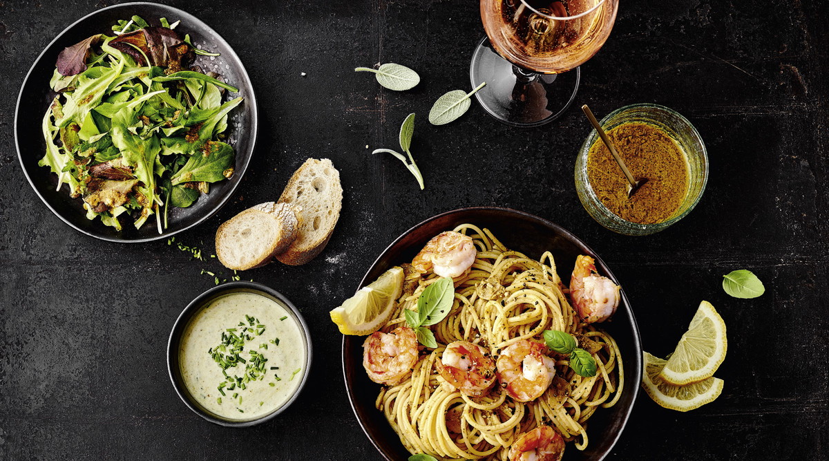 Spaghetti mit Garnelen