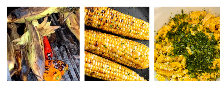 Image of Grill Corn within husk until outside is charred and corn...