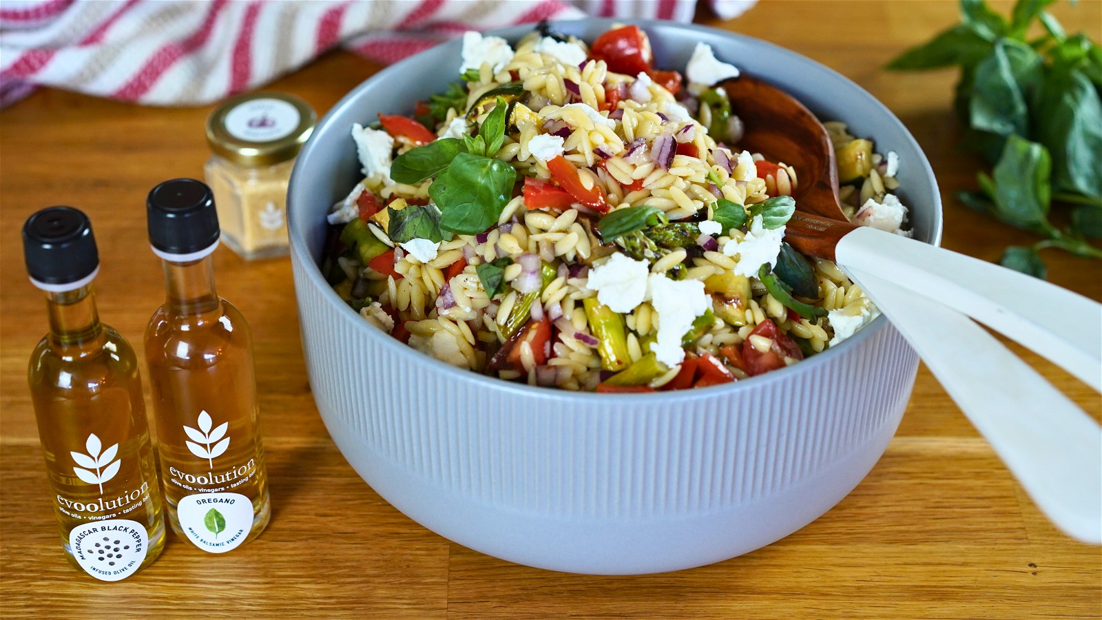 Image of Grilled Vegetable Orzo Salad with Black Pepper Olive Oil and Oregano Balsamic