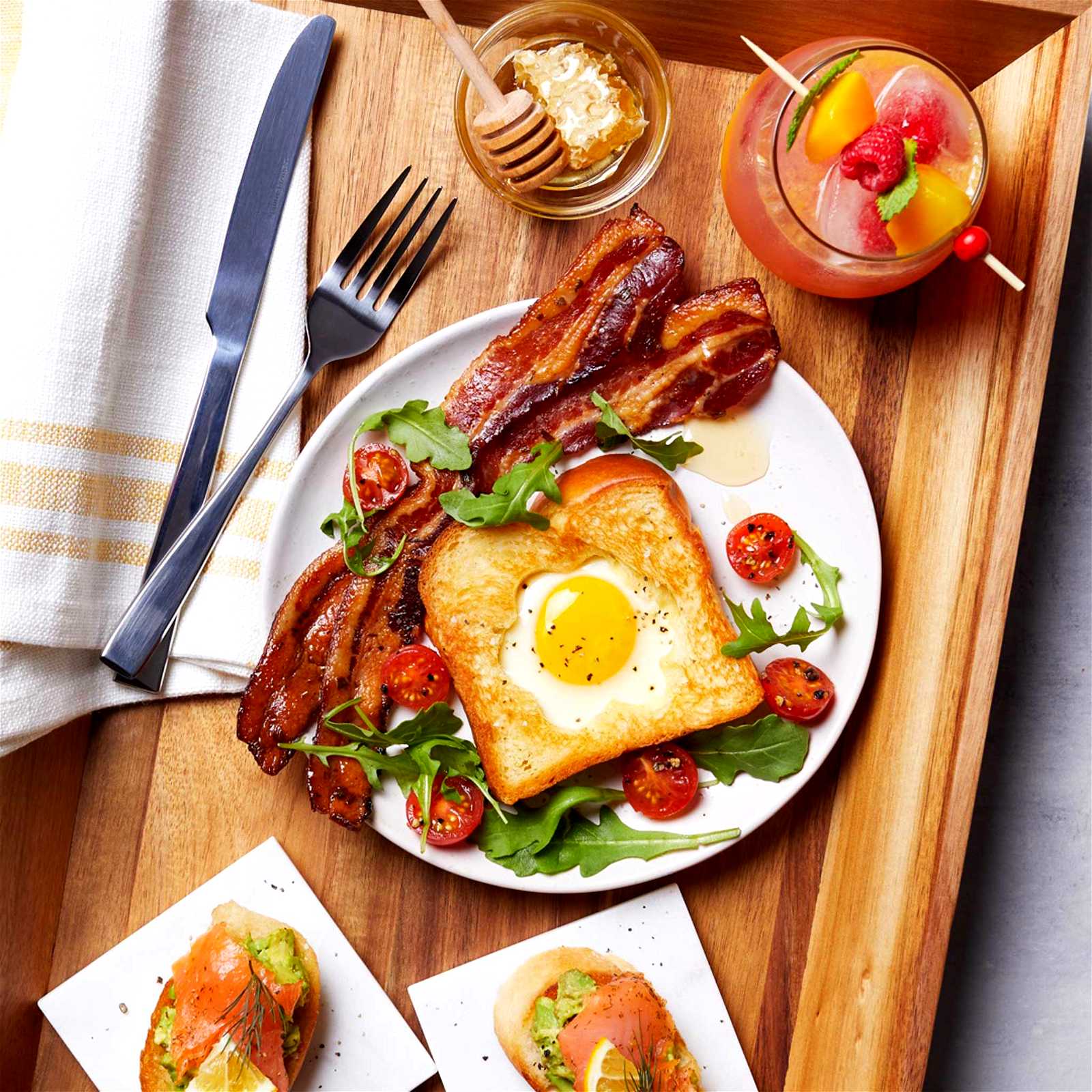 Image of Egg in a Hole with Easy Oven Baked Bacon