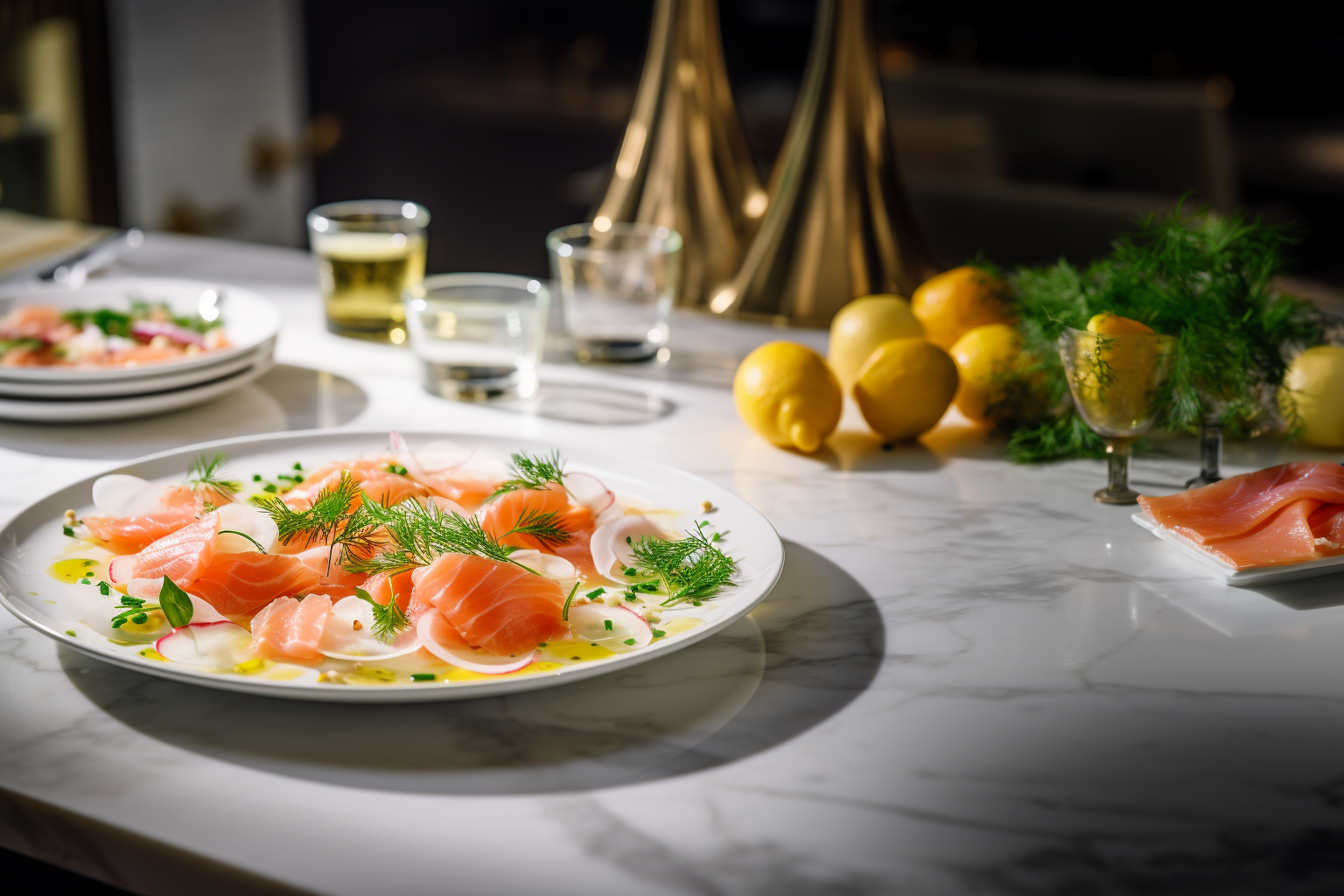 Image of Classic Italian Crudo di Pesce with Steelhead, Dill, Parsley Grapefruit and Radish