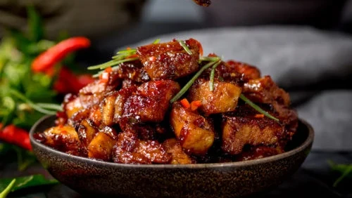 Chilli pork with Six-Eyed Scorpion's Chilli