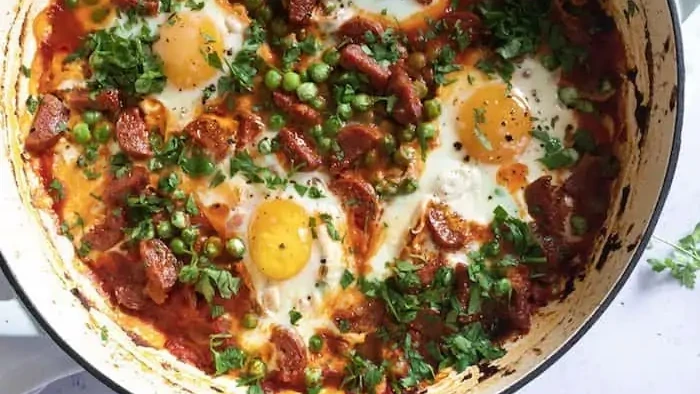 Image of Baked eggs with chorizo