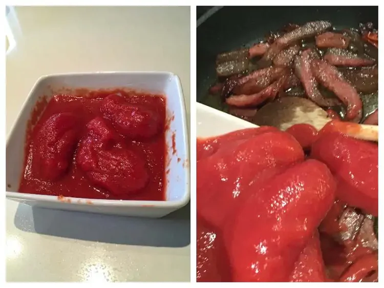 Image of Step 3)  – Meantime prepare the peeled tomatoes. We recommend Paolo...