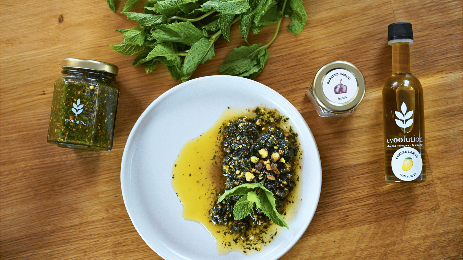 Image of Pistachio Mint Pesto with Eureka Lemon Olive Oil