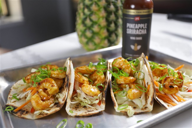 Image of Pineapple Sriracha Shrimp Tacos