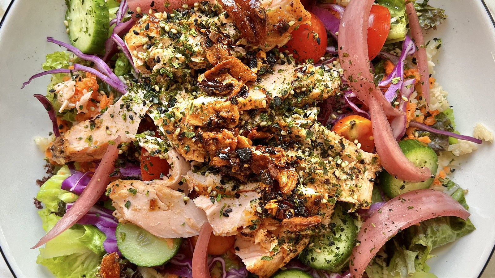 Image of Salmon Salad with Chili Garlic Crisp