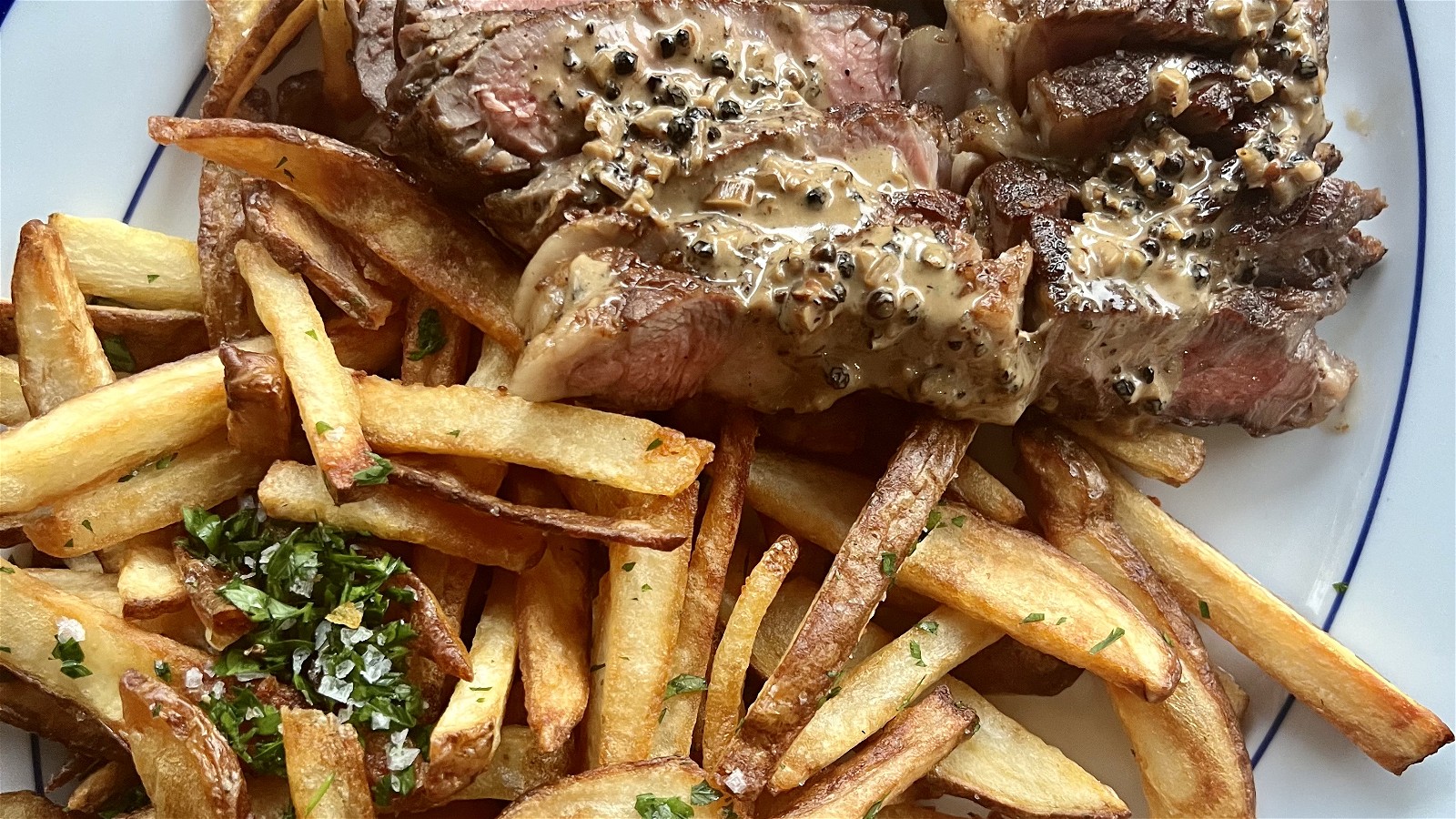 Image of Steak Frites with Peppercorn Sauce