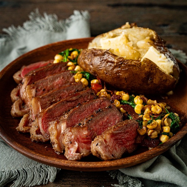 Image of New York Strip Steak with Corn Succotash | Protege Series: The Ultimate Wagyu Experience 