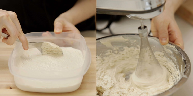 Image of Frosting: Combine the coconut milk, soy milk, and agar-agar powder in a saucepan and stir vigorously. Bring to a boil over medium heat and then reduce to a simmer, maintaining it for 15 minutes. Don't let the heat get too...