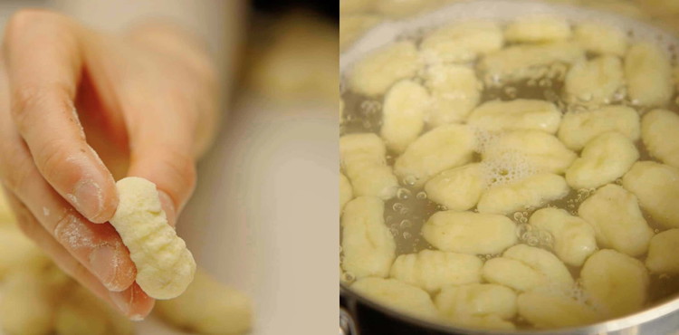 Image of To cook the gnocchi, bring a large pot of salted water to a boil. Add the gnocchi to the pot and let it cook for about 4-5 minutes, or until the gnocchi float to the top.