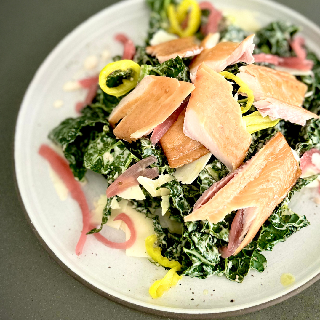 Smoked Trout Kale Caesar