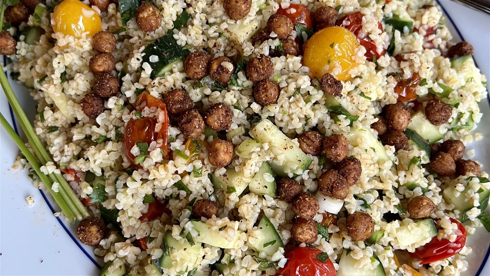 Image of Tabbouleh with Roasted Cherry Tomatoes & Spiced Chickpeas