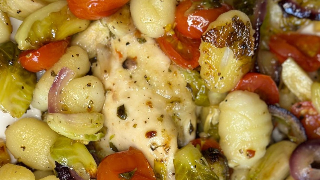 Image of Brussels and Chicken Sheet Pan Dinner