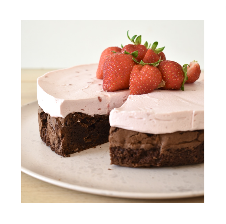 Image of Brownie med karamel & jordbær