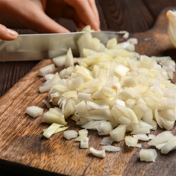 Image of Dice or purée onion, garlic and ginger