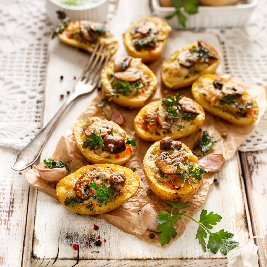 Recette de pommes de terre de Lorraine farcies aux champignons et fromage