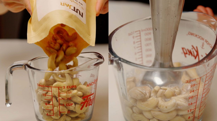 Image of Soak cashews for 4-12 hours or overnight. Drain and rinse the nuts.