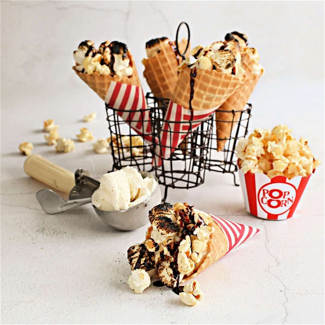 Image of S’mores Popcorn Ice Cream Cones