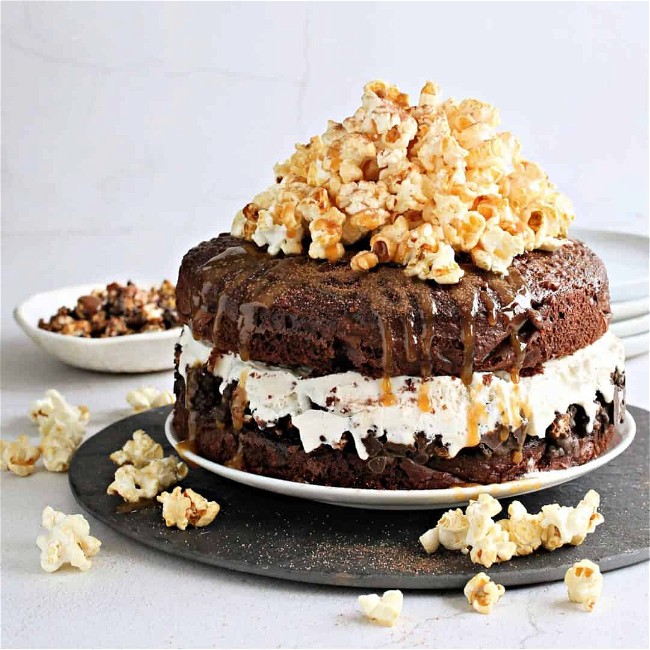 Image of Chocolate Popcorn Ice Cream Cake