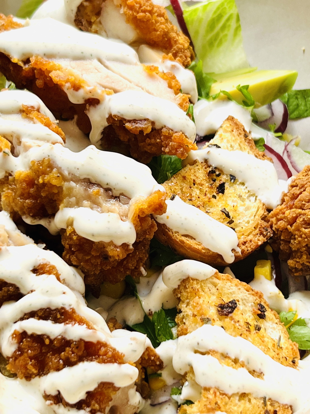 Ranch Salad with Pizza Croutons