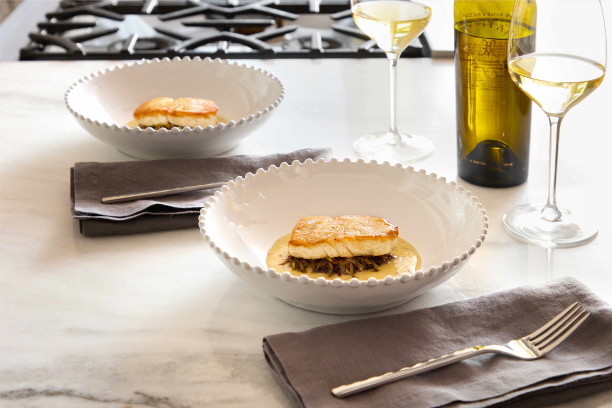 Thomas Keller's Pan Roasted Atlantic Halibut with a Whole Grain Mustard Sauce