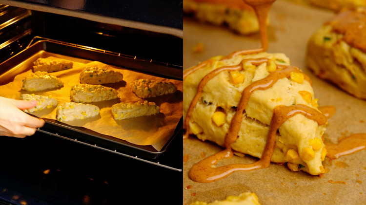Image of Remove the scones from the oven and leave the scones to cool on the tray or on a wire rack.
