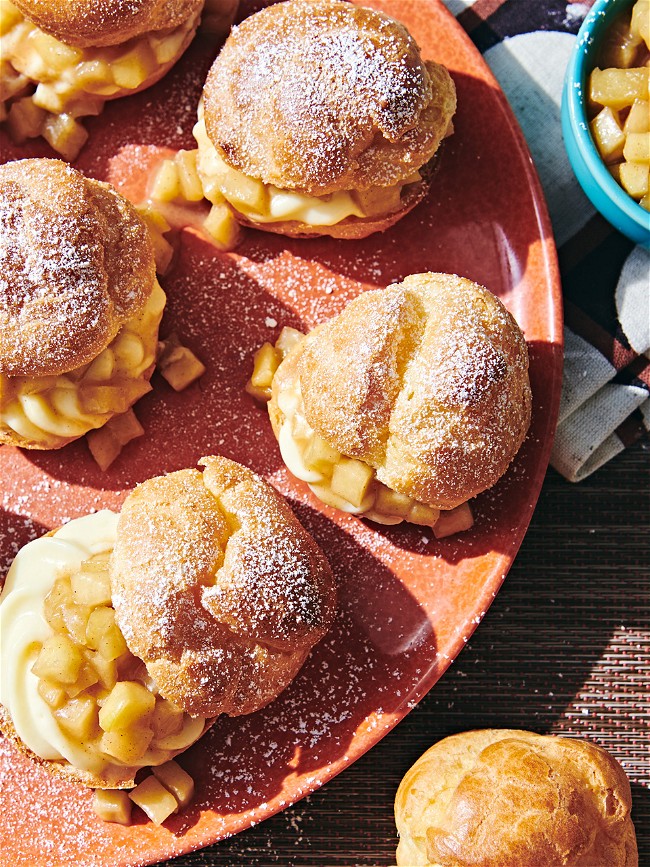 Image of Cream Puffs with a Sweet Apple-Cheddar Pastry Cream 