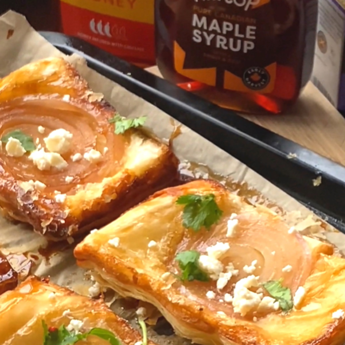 Hot Honey & Maple Syrup Onion Puff Pastry