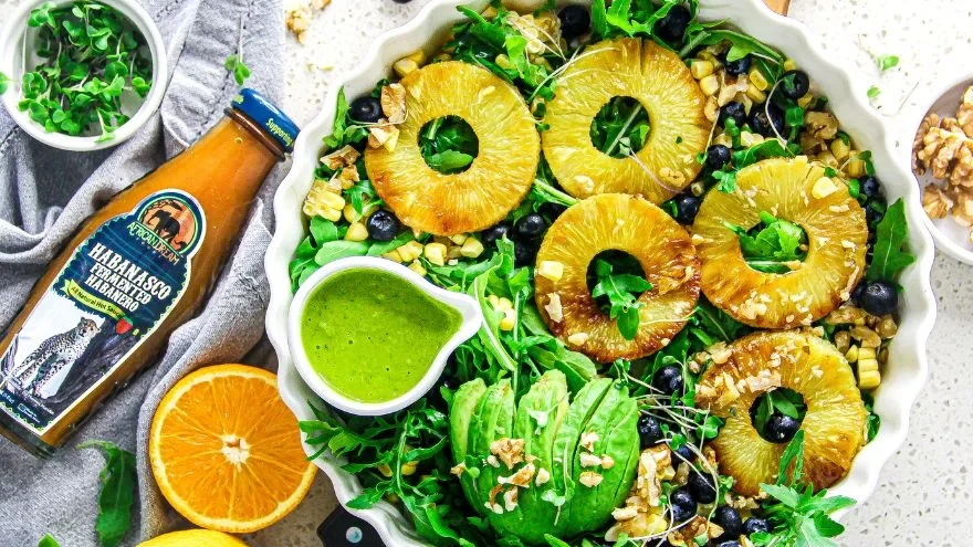 Image of Grilled Pineapple Salad with Habanesco Citrus Dressing
