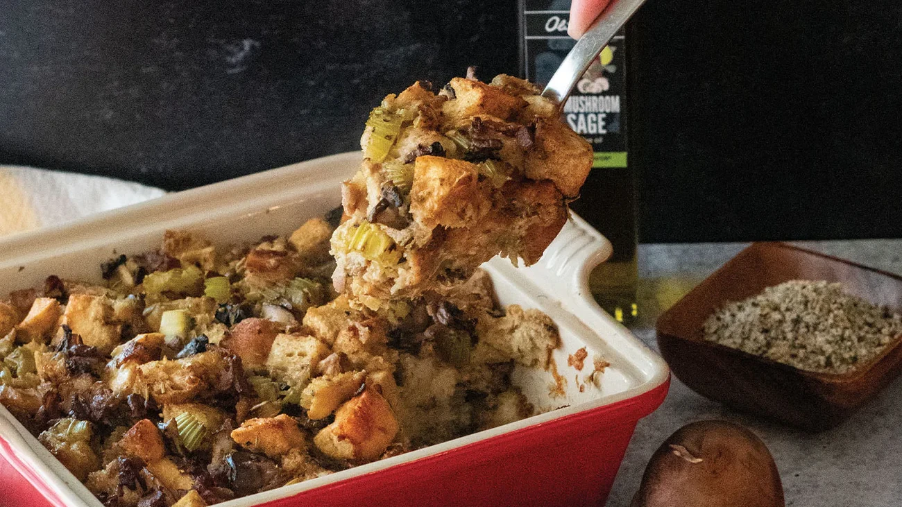 Image of Savory Bacon and Mushroom Stuffing