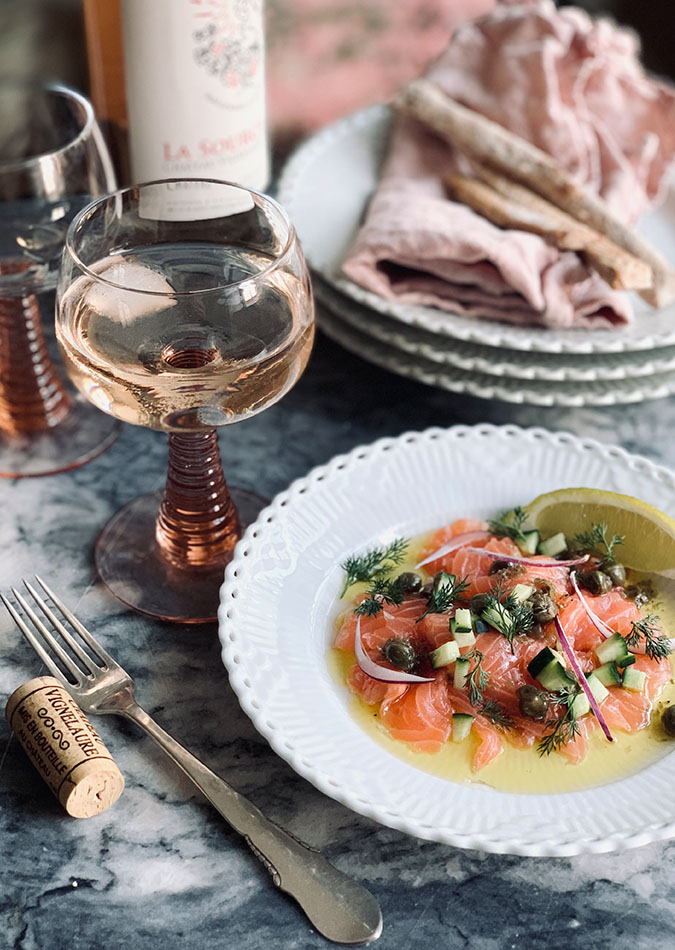 Laksecarpaccio med citronolie