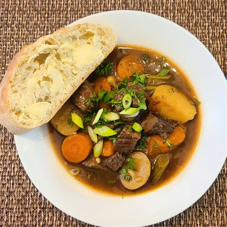 Image of Serve hot and enjoy your delicious slow cooker bison stew...