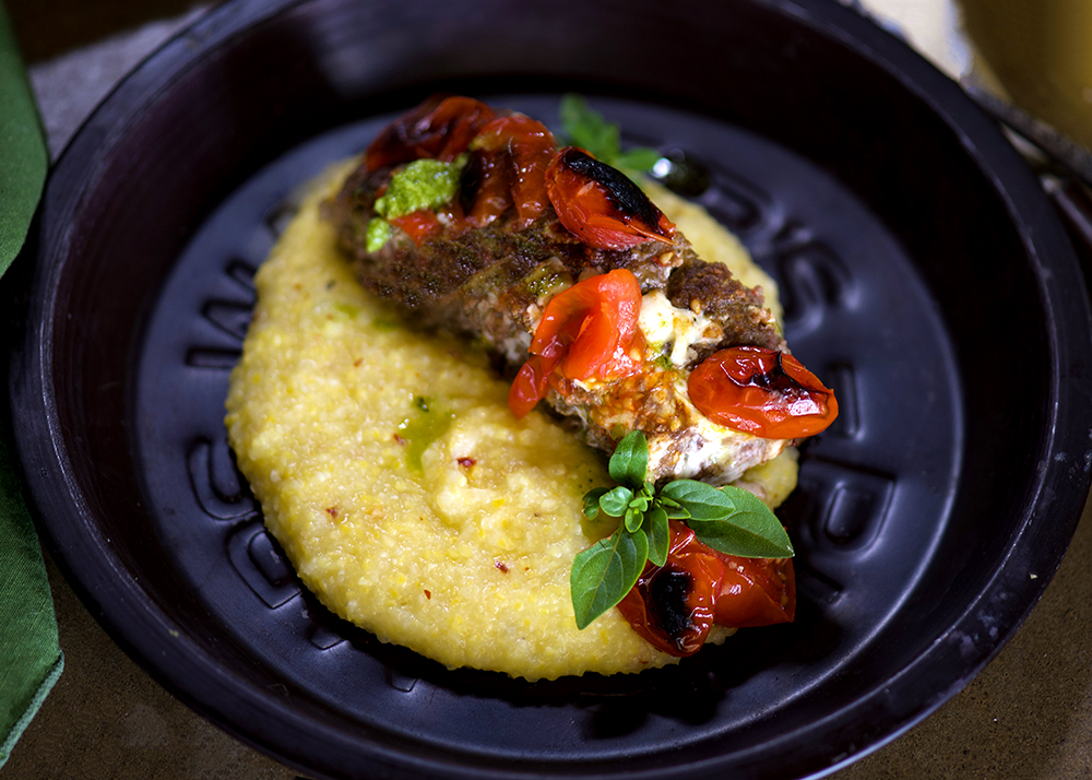 Image of Pesto Meatloaf with Blistered Tomatoes