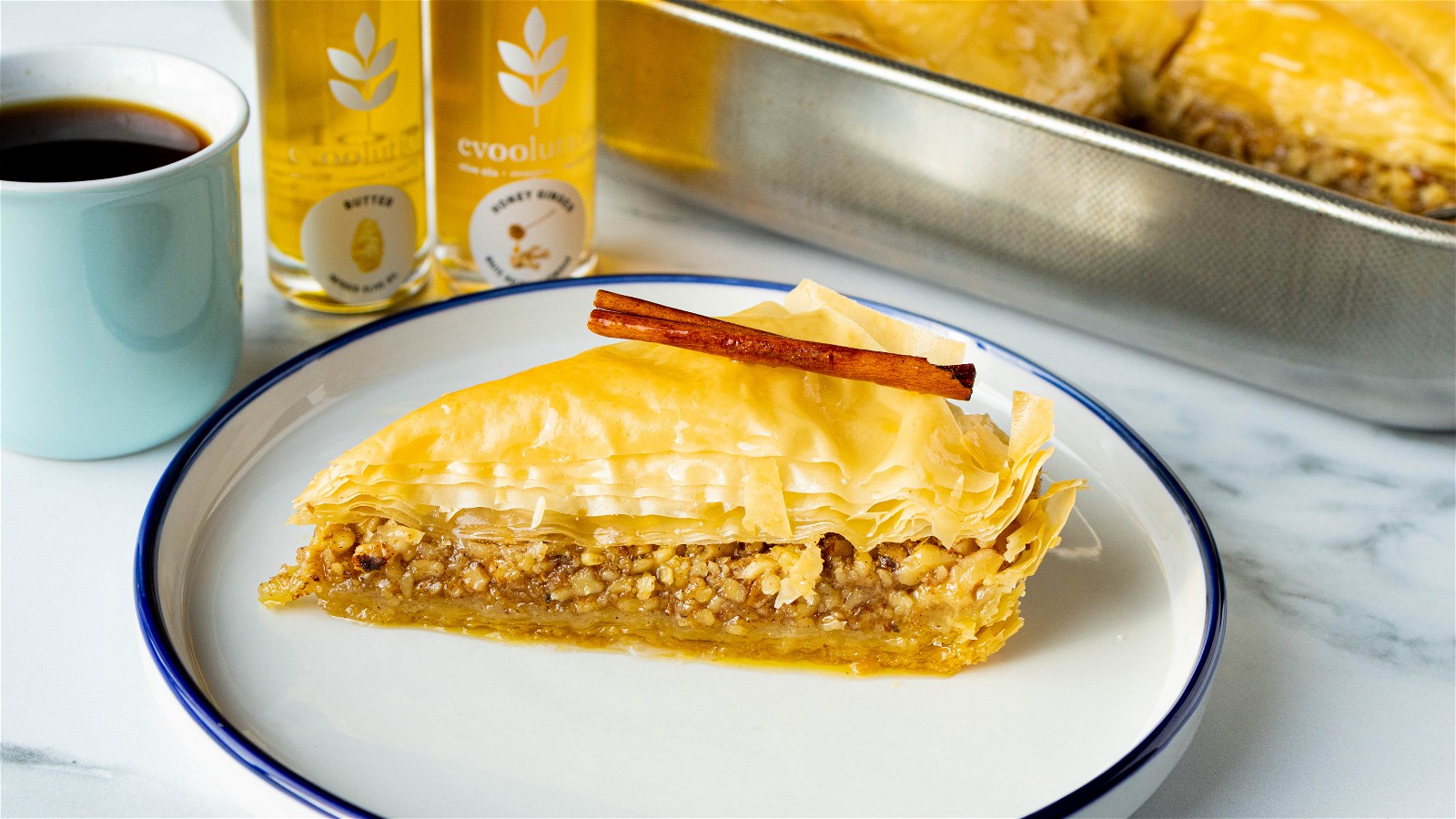 Image of Baklava with Butter Olive Oil and Honey Ginger Balsamic
