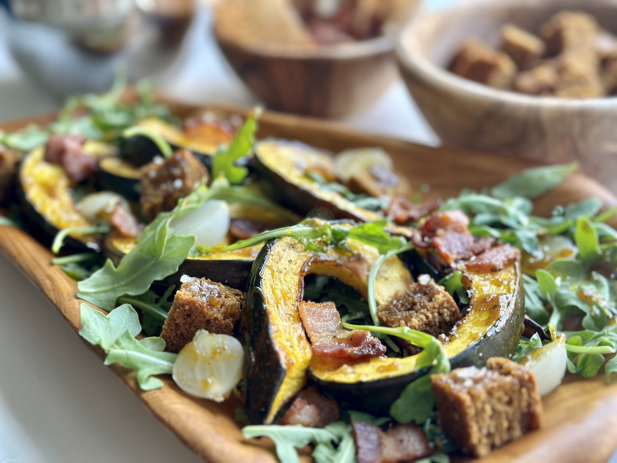 Acorn Squash Gingerbread Panzanella Salad