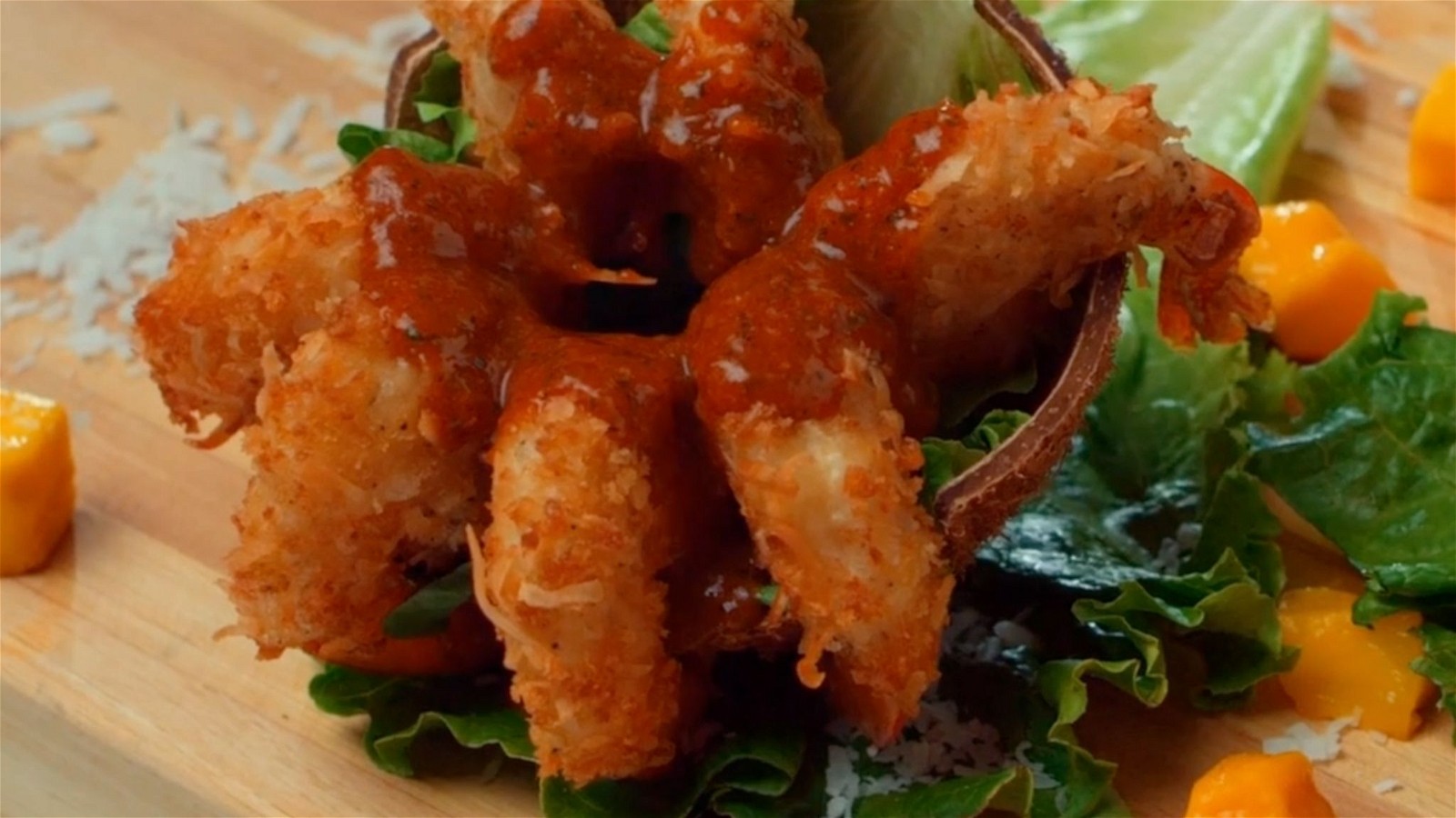 Image of Crispy Coconut Shrimp with Mango-Peach Dipping Sauce