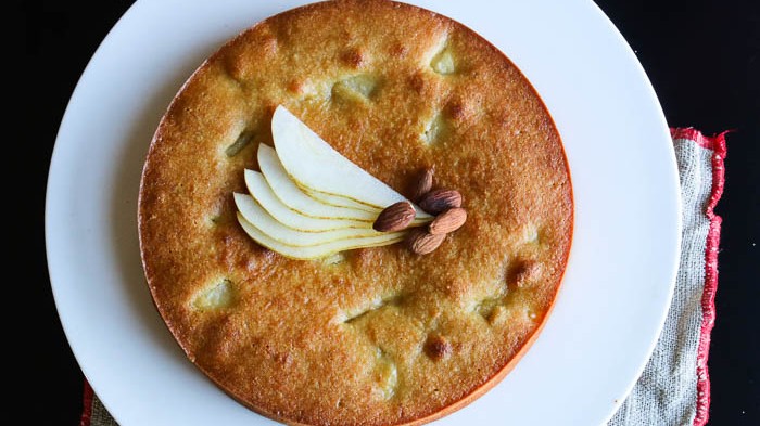 Image of 5 Ingredient Magically Moist Almond Pear Cake