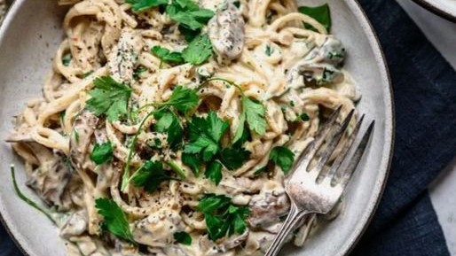 Image of Creamy Vegan Mushroom Alfredo Pasta