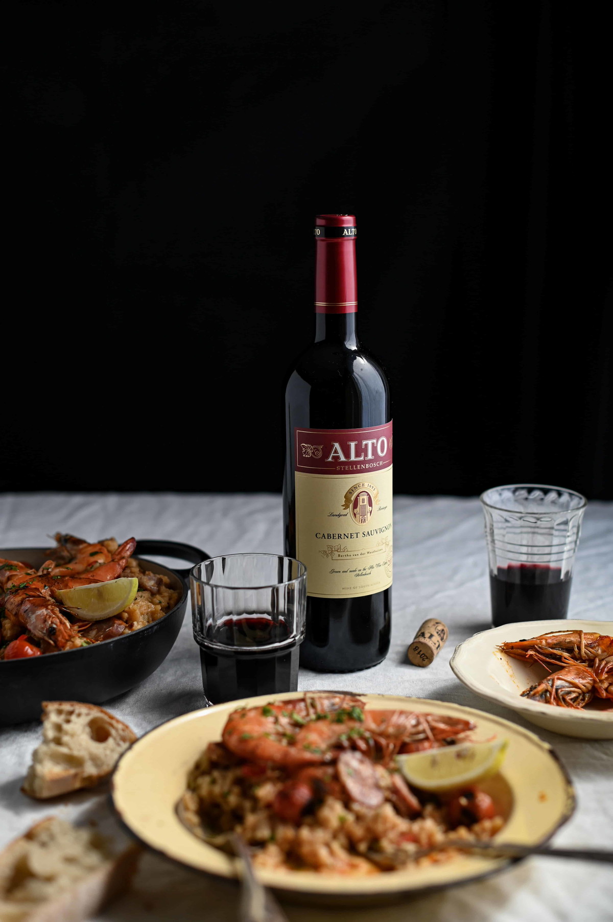 Cabernet Sauvignon & SMOKY CHORIZO AND PRAWN PAELLA