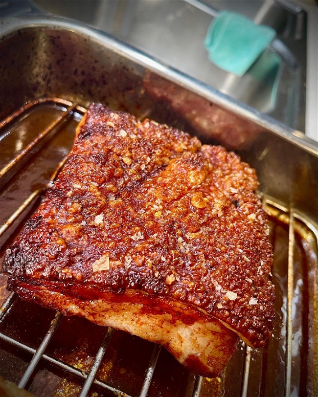 Image of Cooking a melt in the mouth pork belly with crispy skin